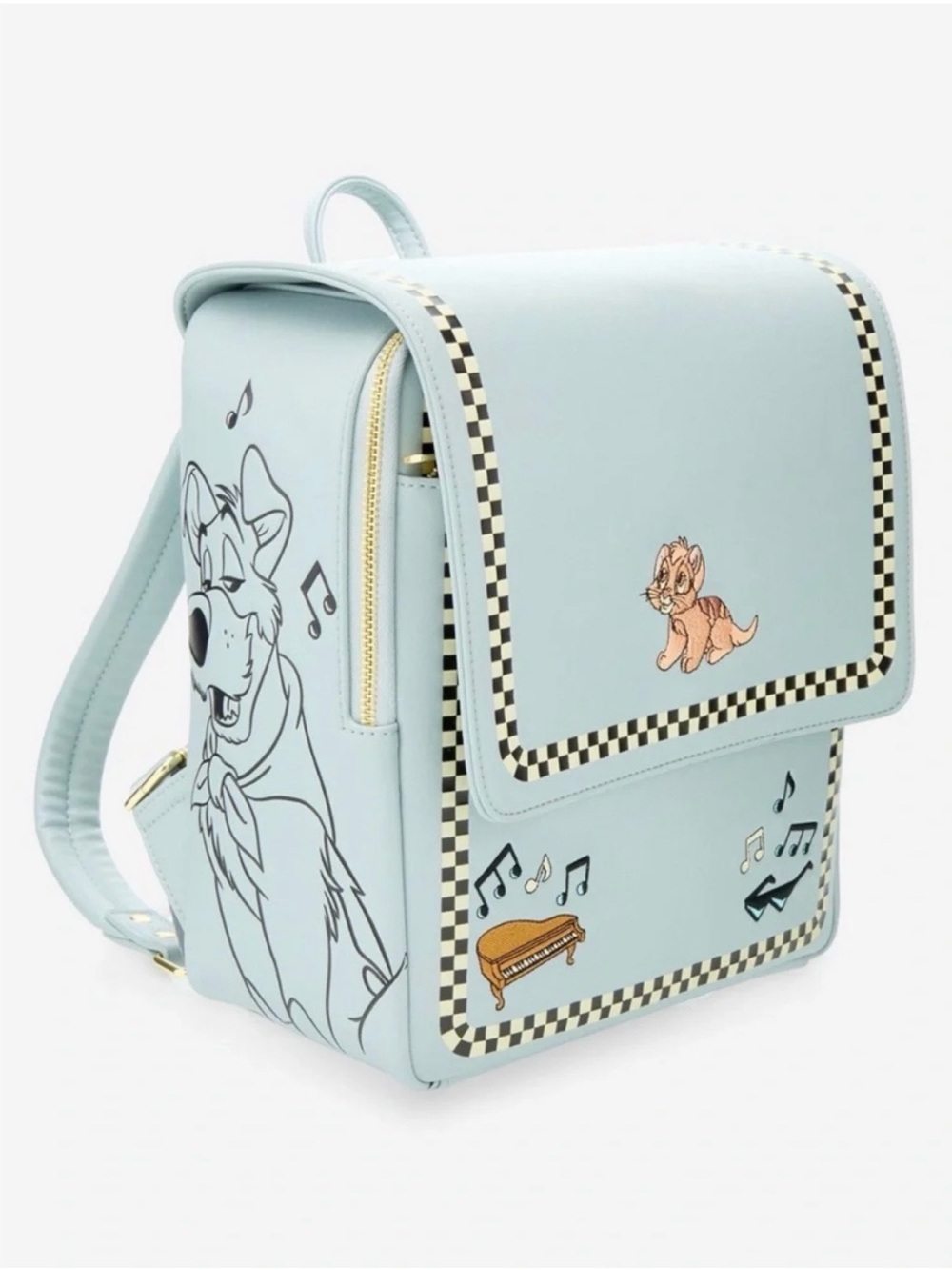 Loungefly Light Blue Cartoon Music Checkerboard Backpack